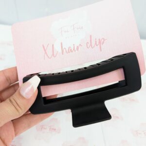 Black XL Claw Hair Clip on a pink card that says XL Hair Clip