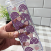 Clear milk carton water bottle with lavender rainbows and pink hearts