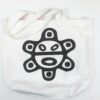 White Cotton Tote bag with the Taino Sun on one side and the word Taino on the other side.