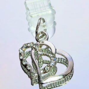 Double Heart Bling USB-C Dust Charm- Silver or Gold