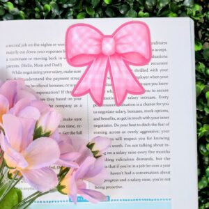 Pink Gingham Bow Magnetic Bookmark – Cute & Functional Page Holder