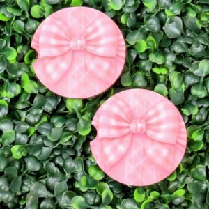 Gingham Bows Car Coasters - MDF with Cork Backing (Set of 2)
