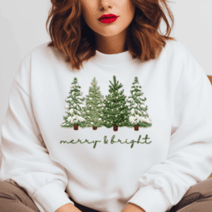 Merry & Bright Faux Embroidered Tree Crewneck