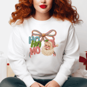 HO HO HO Santa Crewneck – Festive Bow Edition
